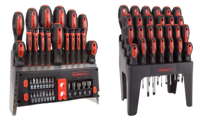 Stalwart Screwdriver Set with Magnetic Tips, Wall Mount, and Stand (27- or 39-Piece)